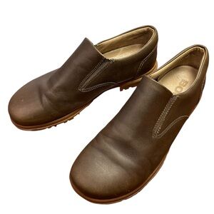 Bogs Womens Pearl Slip On Loafers Rain Shoes DK brown Leather Block Heel 8 #CE